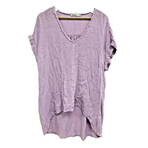 Redhaute Women Top Short Sleeve Tunic Gauze Cotton Blend Pink Size Large A001927